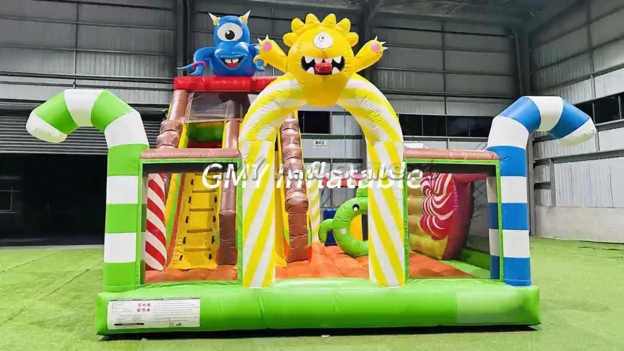 Cukierkowe Potwory Candy Monsters Dmuchany Zamek do Skakania ze Zjeżdżalnią GMY Inflatables 1