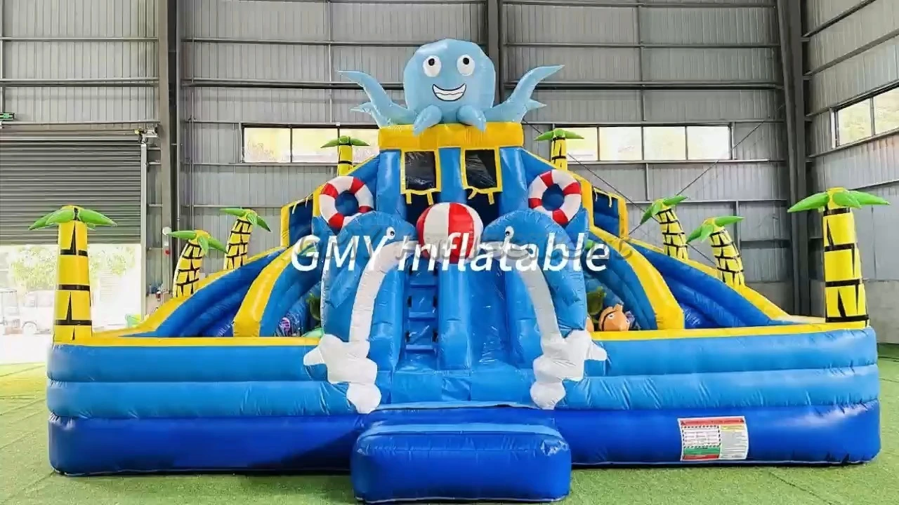 Blue Ocean Water Slides Tobogan Nadmuchiwana komercyjna nadmuchiwana zjeżdżalnia wodna na imprezę GMY Inflatables 1