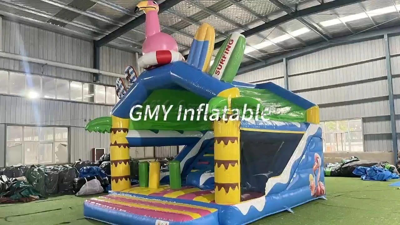Tobogan Inflable Surfing Flamingo Bouncy Castle Inflatable Bounce House with Slide GMY Inflatables 1