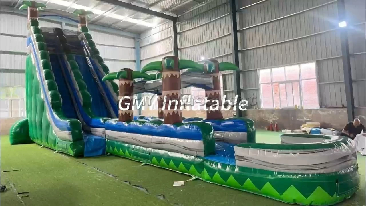 Na zewnątrz Dzieci Dorośli Duże Wysokie Marmurowe Zielone Dmuchane Zamki Skaczące Nadmuchiwana Zjeżdżalnia Wodna GMY Nadmuchiwane 1