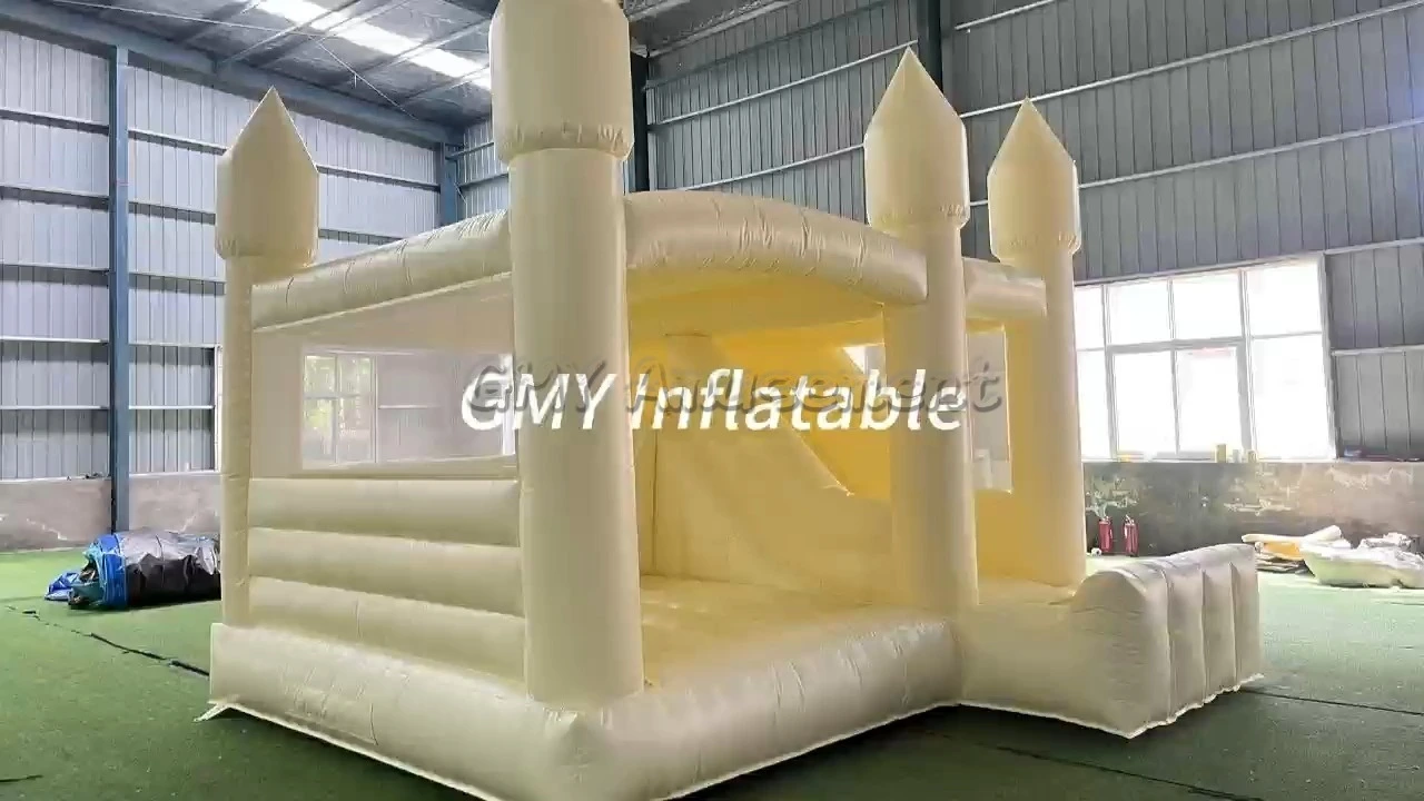 Light Yellow Inflatable Bouncer Kids Jumping Bouncy Cstle with Slide Combo GMY Inflatables 1