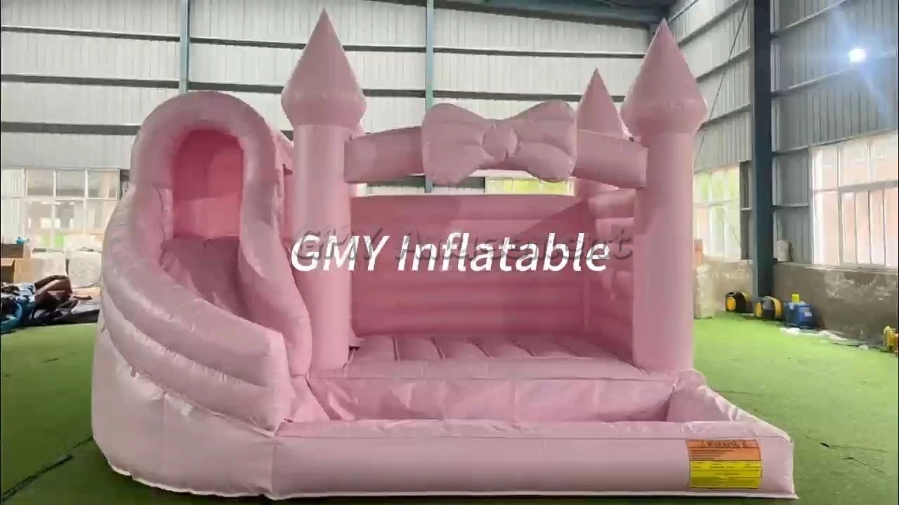 Hot Sale Inflatable Bounce House Pastel Pink Bouncy Castle for Wedding Party GMY Inflatables 1