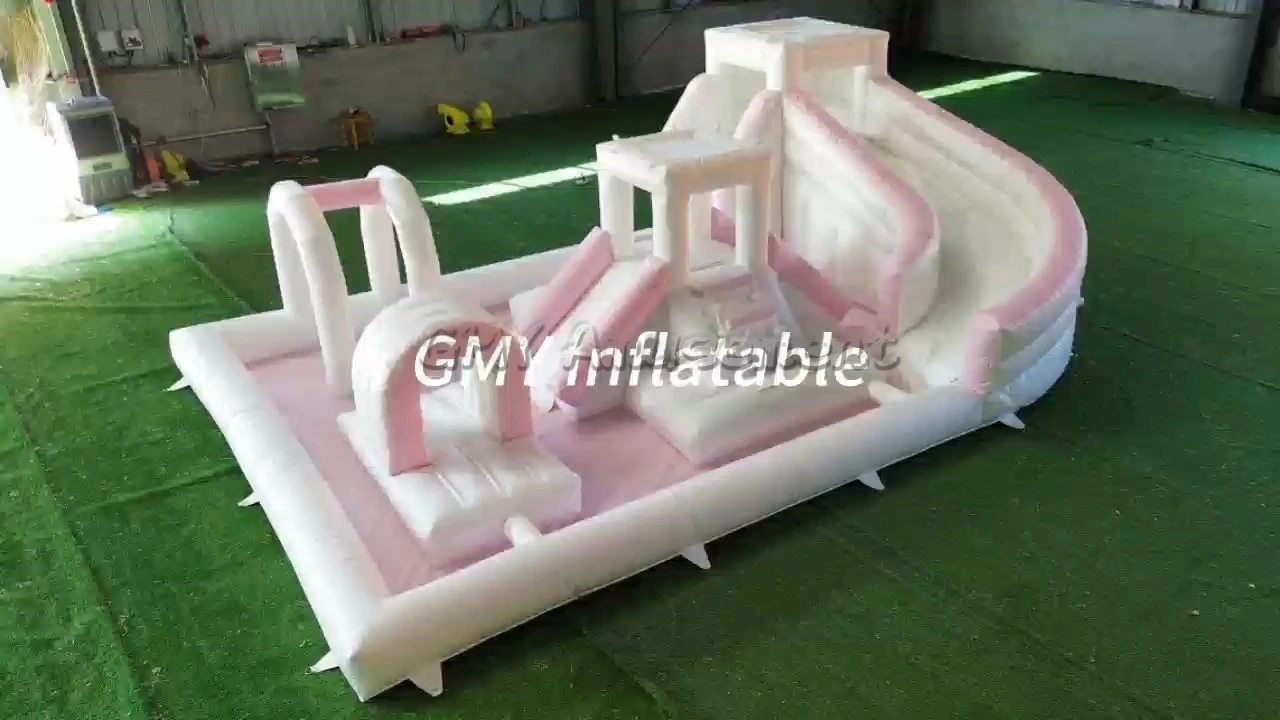 Commercial Pvc Splash Pad Playground White Castle Bounce House Trampoline Slide GMY Inflatables 1