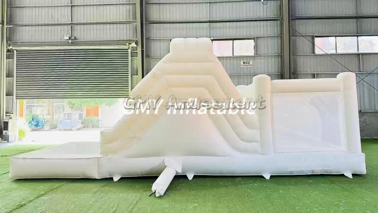 High Quality White Adult Inflatable Obstacle Course Water Slide with Pool GMY Inflatables 1
