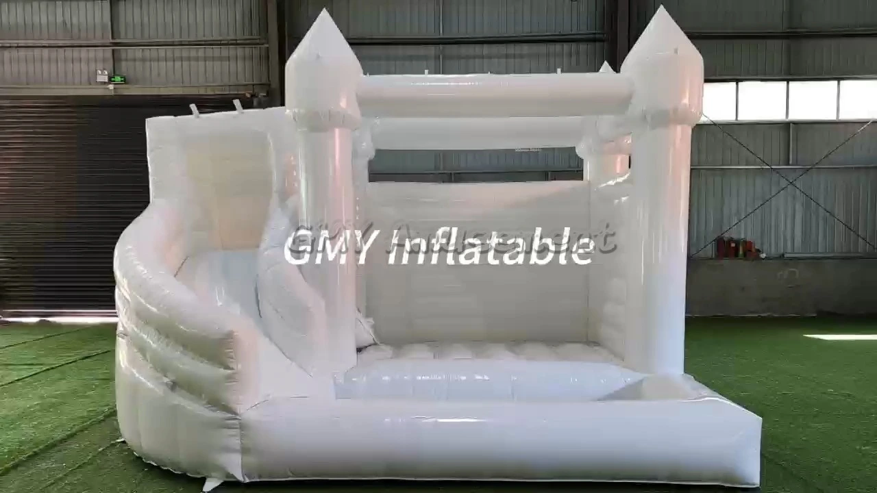 Château gonflable blanc en PVC de qualité commerciale pour enfants avec toboggan, GMY Inflatables 1