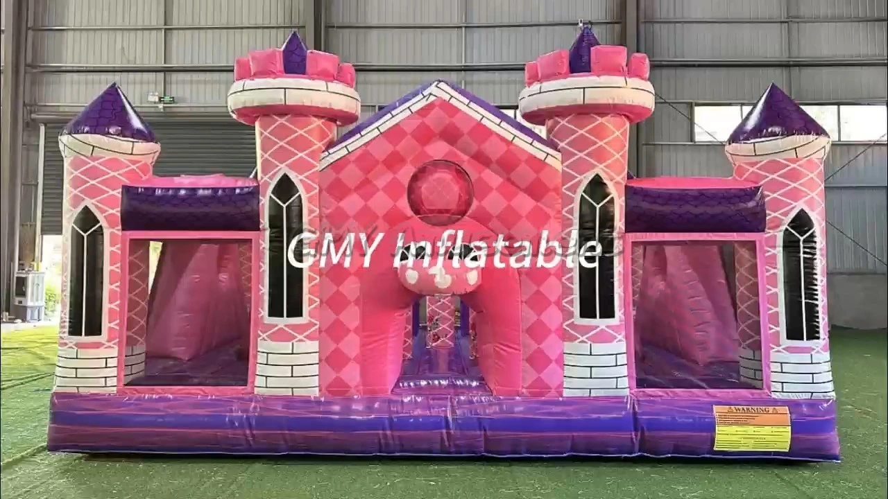 Château gonflable commercial rose et violet princesse GMY Inflatables 1