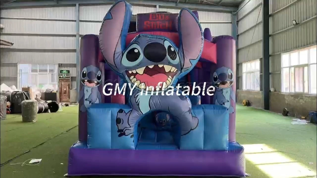 Partyverleih Stich Charakter Hüpfburg Aufblasbare Trockenrutsche Schloss GMY Inflatables 1