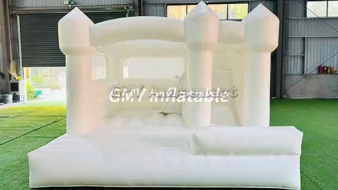 Outdoor Inflatable Bouncy Castle White Small Bounce House Combo for Wedding GMY Inflatables 1