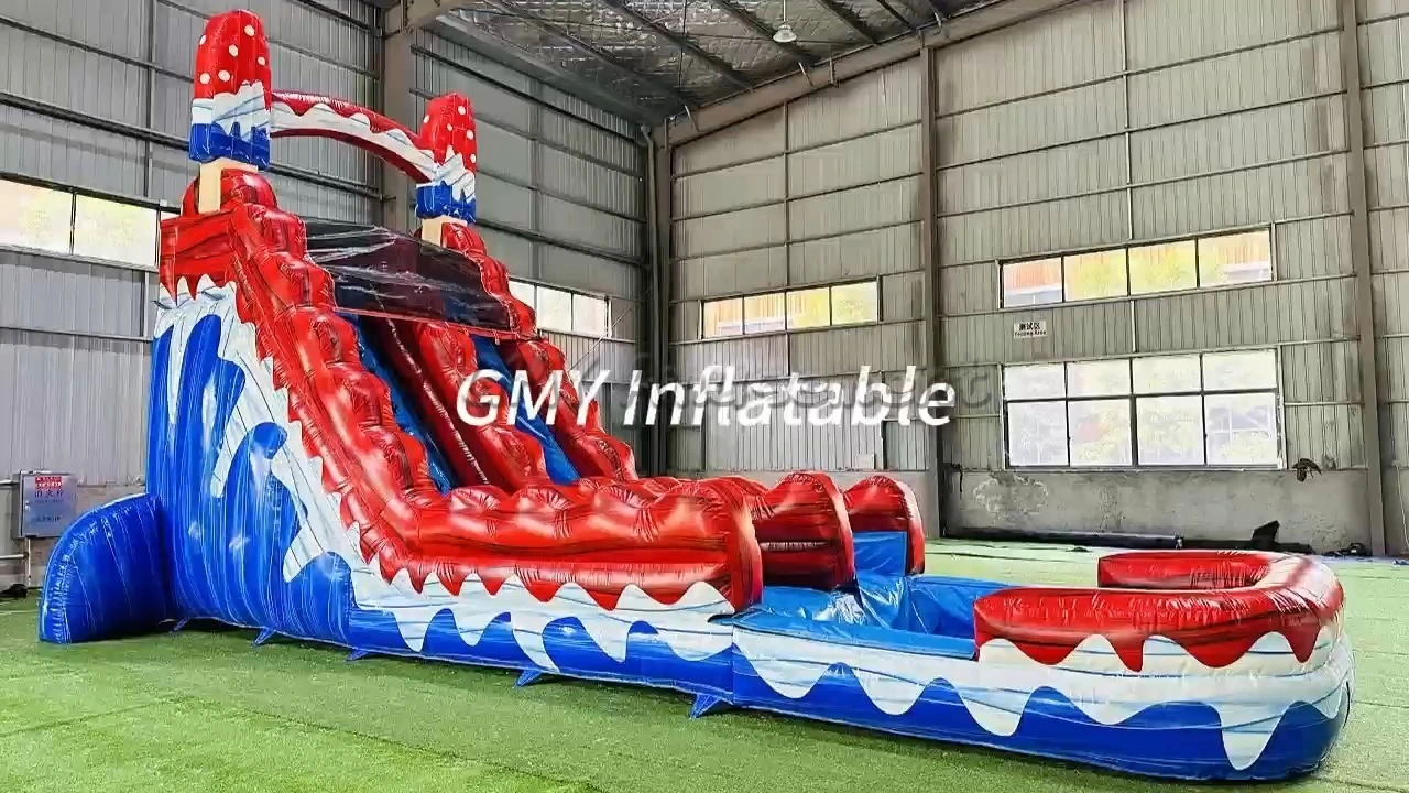 Aufblasbare große Wasserrutsche, Hüpfburg mit Pool für Partys 1