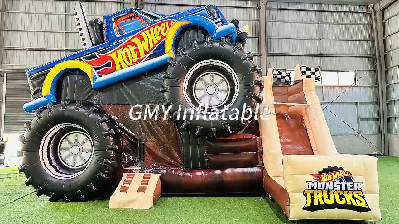 Commercial Pvc Monster Truck Bounce House Combo Jumping Castle with Slide GMY Inflatables 1