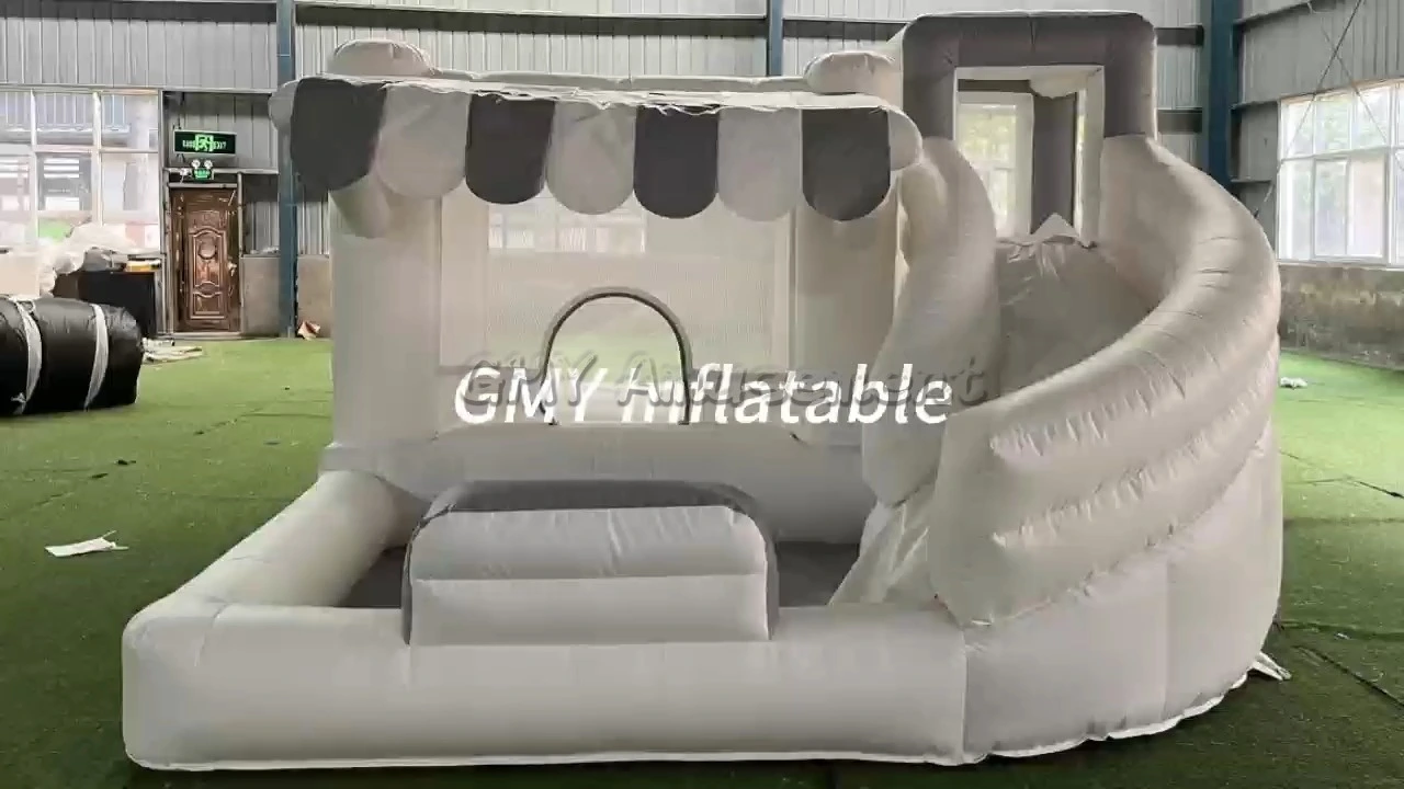 White Small Inflatable Bounce House Combo Tent Kids Jumping Castle with Ball Pit GMY Inflatables 1