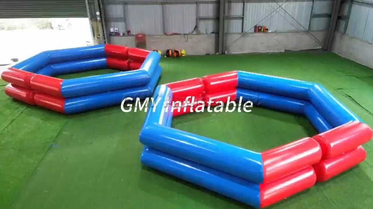 Red Blue Inflatable Football Field Inflatable Soccer Court for Challenge Game GMY Inflatables 1