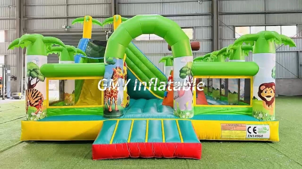 Aufblasbare Hüpfburg-Kombination mit Waldtiermotiven – Gewerbliche Hüpfburg zu verkaufen – GMY Inflatables 1