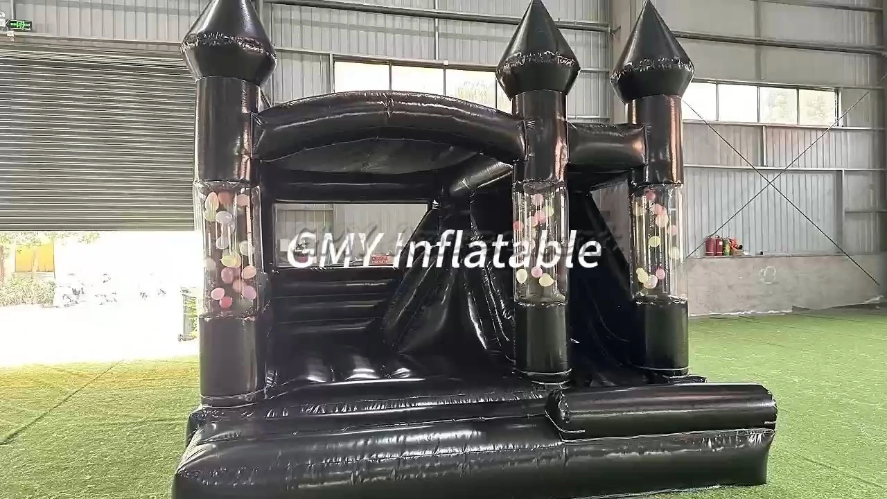Blow up Balloon All Black Commercial Grade Inflatable Bounce House with Slide GMY Inflatables 1