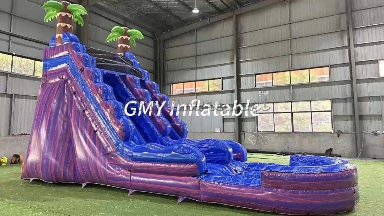 Lila-blaue aufblasbare Wasserrutsche für Kinder von GMY Inflatables 1