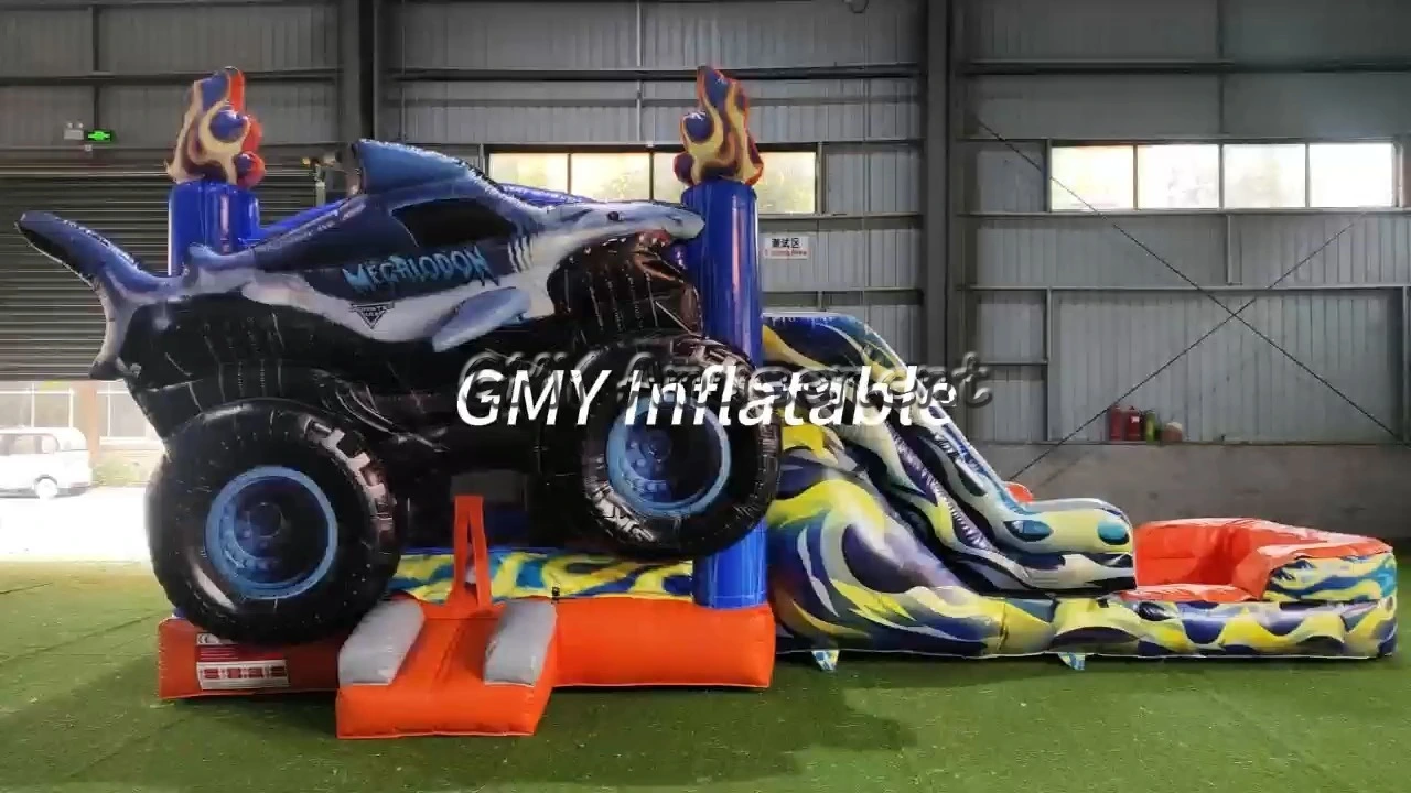 Castillo hinchable Moon Walk, camión monstruo tiburón, casa hinchable infantil, tobogán acuático GMY Inflatables 1