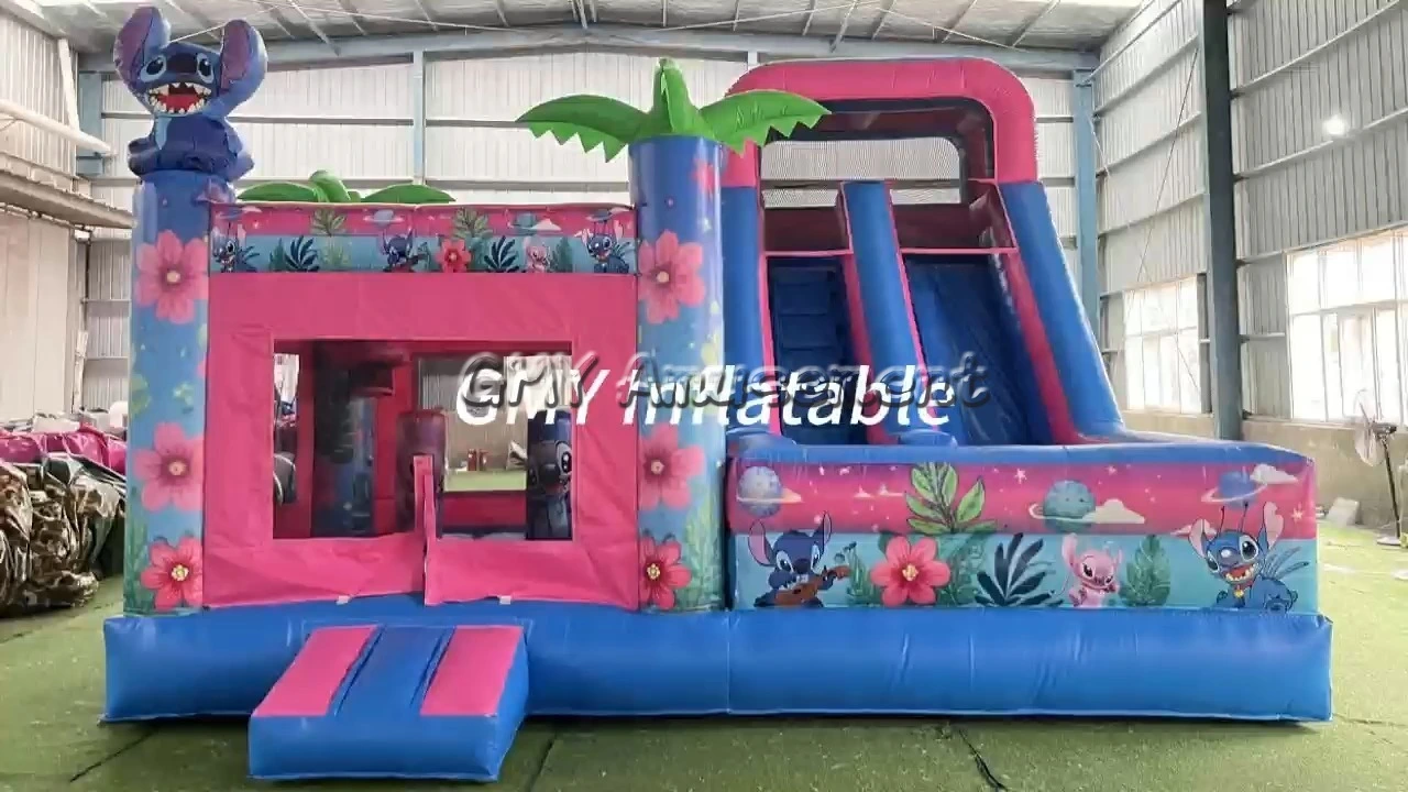 Castillo hinchable con tobogán y tobogán con temática de Stitch de GMY Inflatables 1