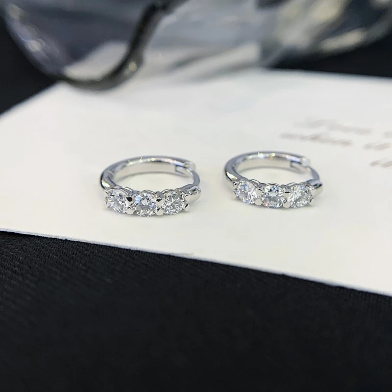Cuff Huggies Earrings Pave Round Diamond 18k Gold Earrings 14K Gold Huggie Hoop Earrings 1
