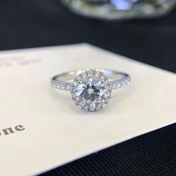 18K gold Halo ring Vintage Women Wedding Ring with 0.818ct Round lab diamond Ring 1