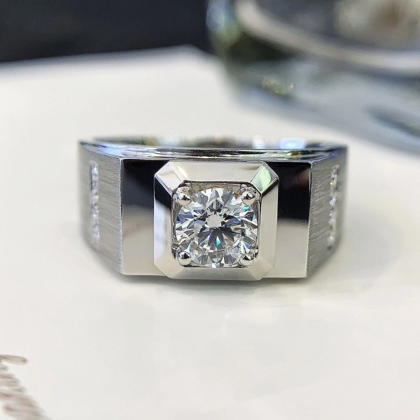 Lab Created Diamond Ring White Gold Squar Men Wedding Ring D Vvs Diamond big Size Engagment Ring for Male 1