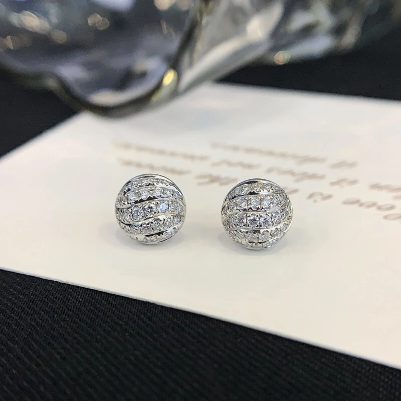 Minimalism White /Yellow Geometric Ball Earring 14k 18k Real Gold Frosted Round Bead Stud Earrings for Women 1