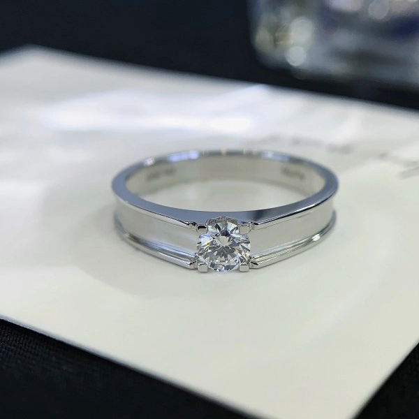 18K White Gold 0.3CT Lab Grown Diamond Man Engagement Wedding Band Ring Boy Gift Ideas 1