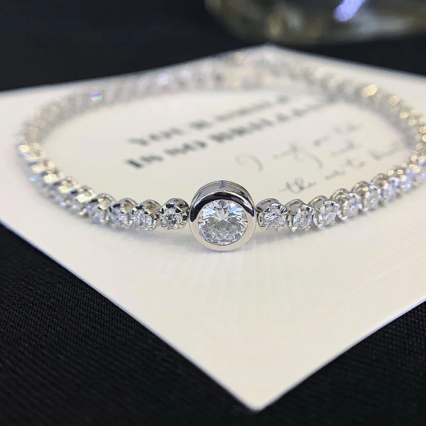 14K Gold Moissanite Diamond Tennis Chain 5mm Iced out Real Solid Gold Tennis Bracelet Tennis Chain 1