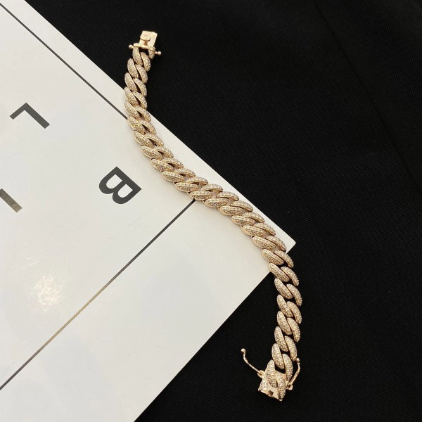 Factory OEM 2024 New Design 9K 14K 18K Gold Plain Bracelet Lab Grown Diamond Ice Out Hip Hop Cuban Link Chain 1