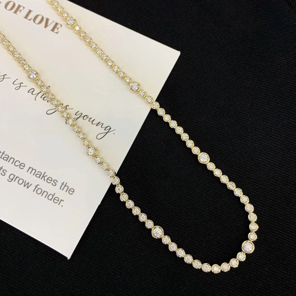 Fine Jewelry 14k yellow gold Iced out Chains Round Lab created Diamond Clustered Bubble Shape Necklace 1