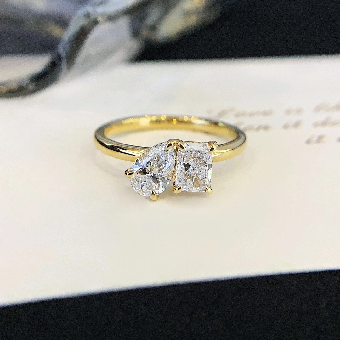 Solid 18K Yellow Gold 5 Prongs Setting VVS Lab Diamond Engagement Ring Fine Jewelry 1.62 CT Pear Lab Grown Diamond Ring 1