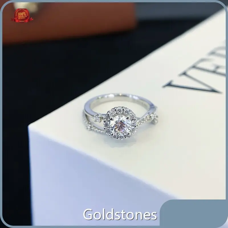 Factory Direct Lab Created Halo Engagement Rings for Wholesale 1