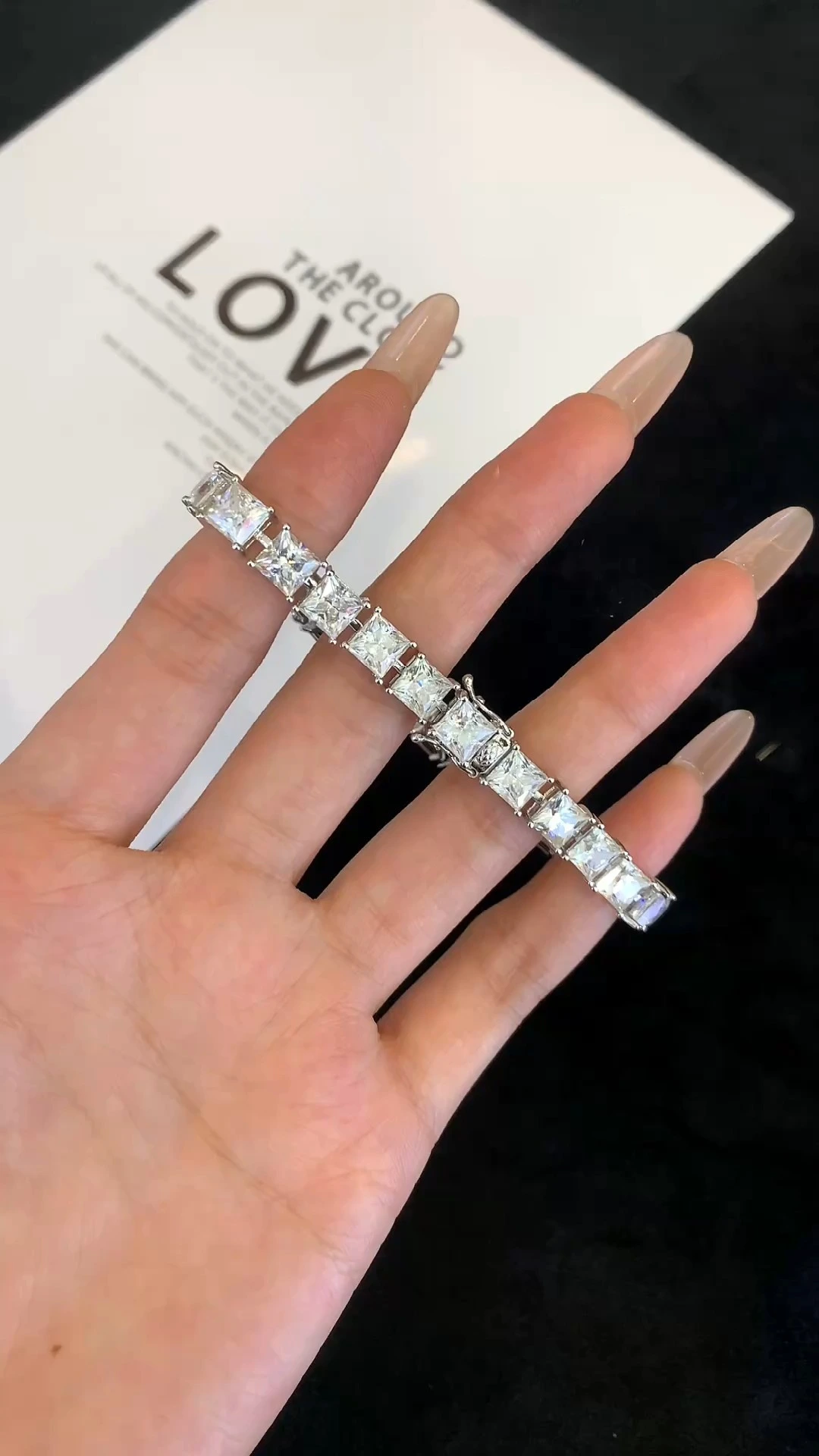 Full Ice Out Princess Cut Moissanite Stone Bracelet Sterling Silver 925 Tennis Bracelet Women Men Diamond Jewelry 925 Sterling Silver Bracelet 1