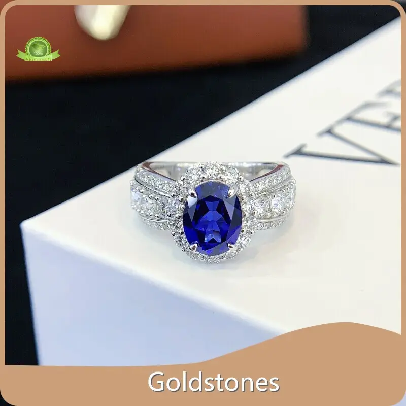 Goldstones Lab Gemstone Halo Ring Supply 1