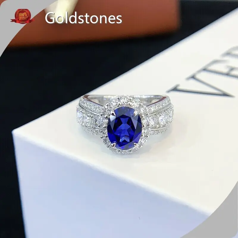 For Wholesale Lab Gemstone Halo Ring by Goldstones 1