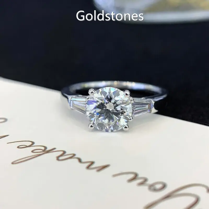 Three Stone Lab Created Diamond Ring Engagement Ring Wholesale - Goldstones 1