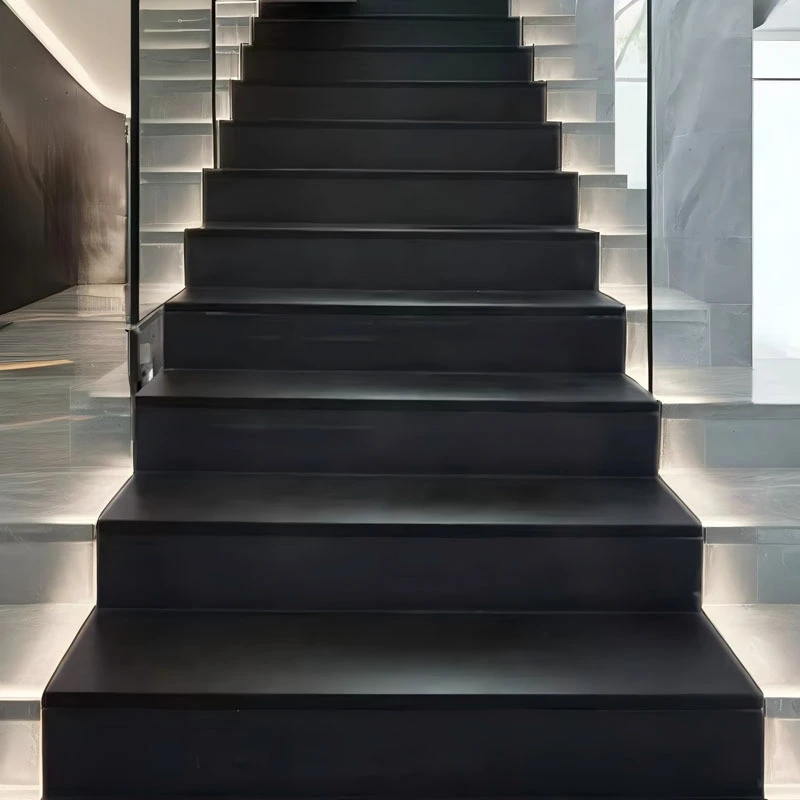 300*1200cm Matte Black Porcelain Stair Step Tiles Antiskid Interior Floor Tile with Antibacterial Function Made of Marble 1