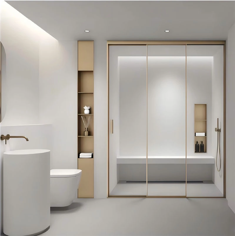 Modern bifold Glass Shower Door with Aluminum Frame 6mm Thick Polished Surface Apartment Bathrooms 1