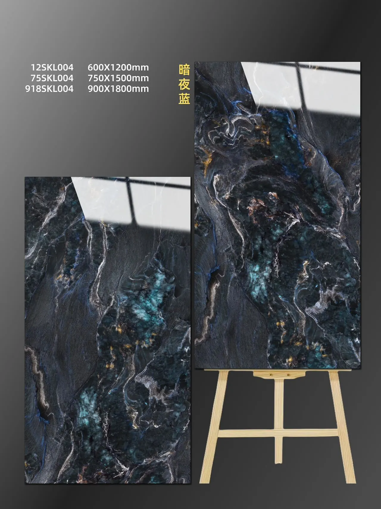 Luxurious  Blue Black Marble Tile for Bathroom Hotel Living Room and Bedroom Walls 60x120 75x150 90x180 cm 1