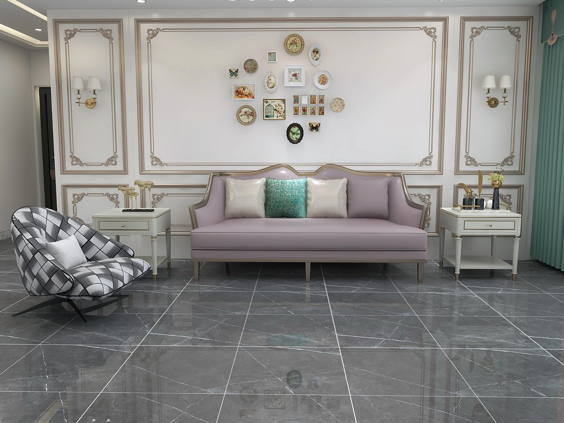 Vintage Rustic-Style Floor Tiles (600×600mm, Cement Gray) – Stone-Effect, Slip-Resistant for Living Rooms, Bedrooms, Kitchens, Balconies & Outdoor Areas 1