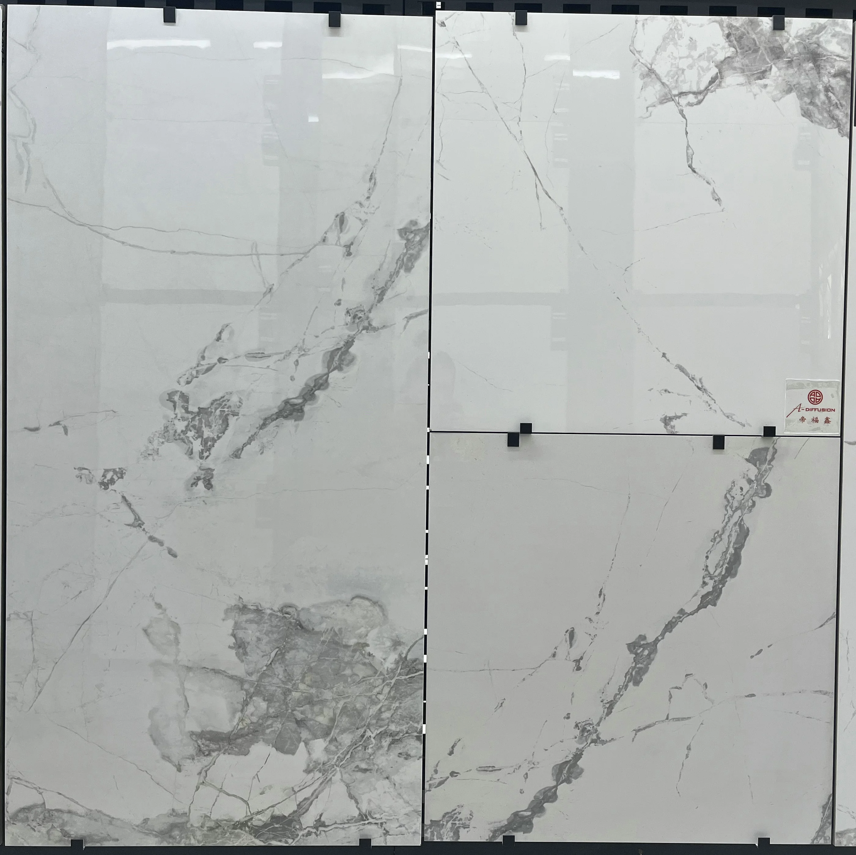 White Soft-Polished Tiles (600×1200mm, Hanjiangxue Pattern) – Matte Finish Floor & Wall Tiles for Villas: Living Rooms, Kitchens, Bathrooms, TV Walls & Balconies 1