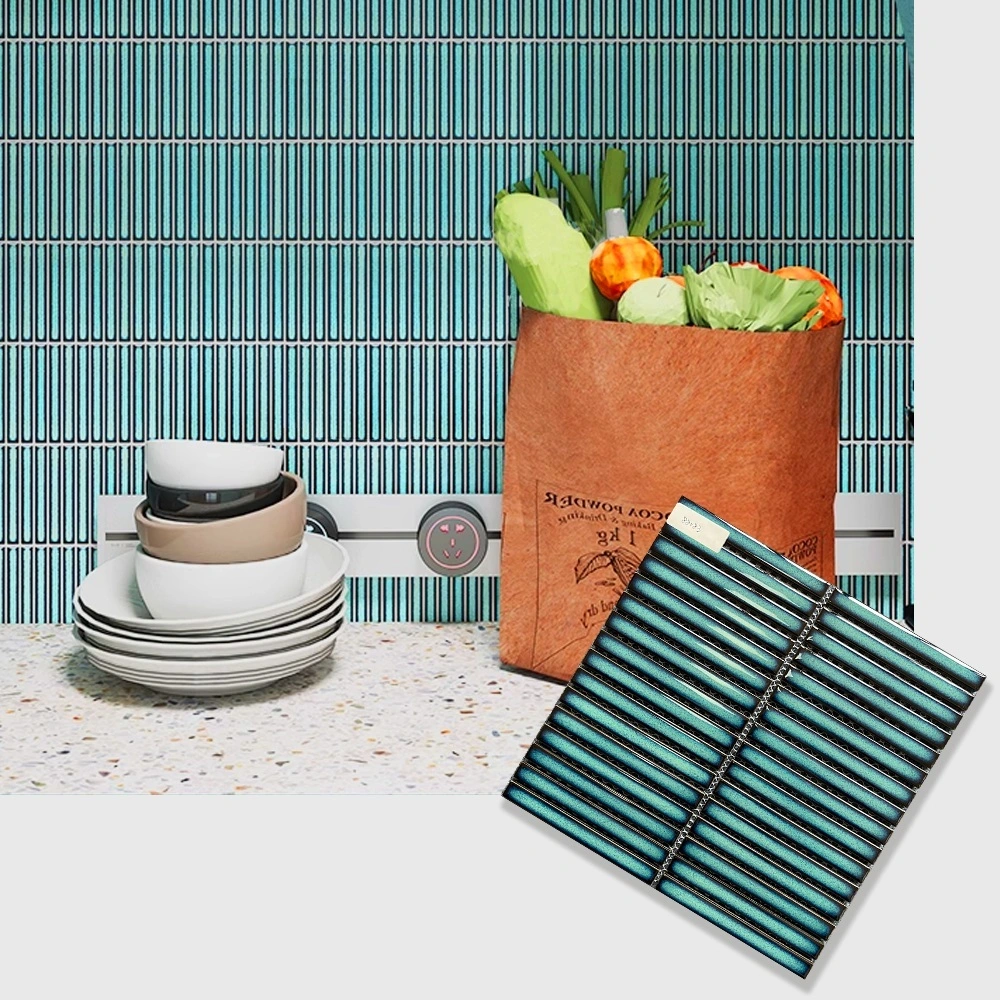 14×145mm Long Rectangular Kiln-Fired Ceramic Mosaic Tiles – Multiple Color Options for Bathroom, Café & Kitchen Accent Walls 1
