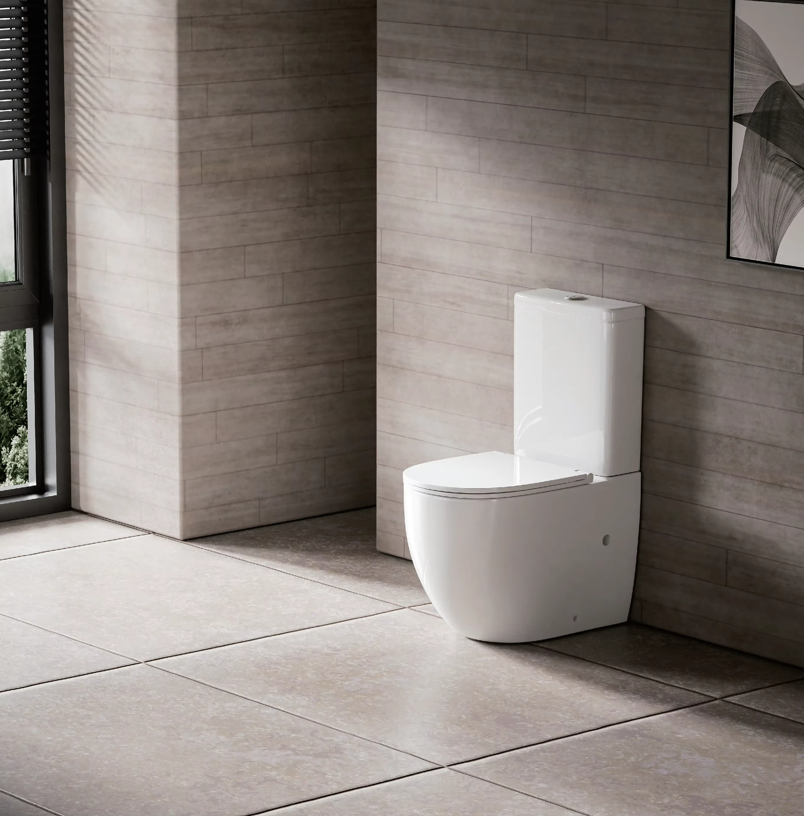Lavabo de cerámica cuadrado de dos piezas con sifón en P y doble descarga, inodoro, sanitario, diseño moderno de alta calidad YADY 1