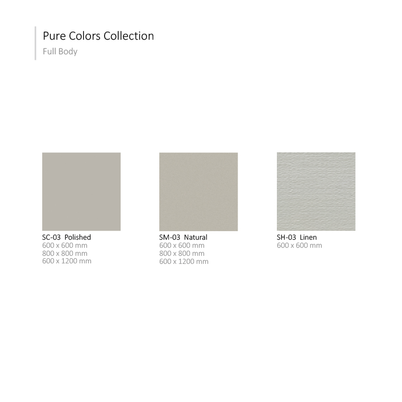 Pure Colors Collection | Three sizes | Polished Unglazed 2