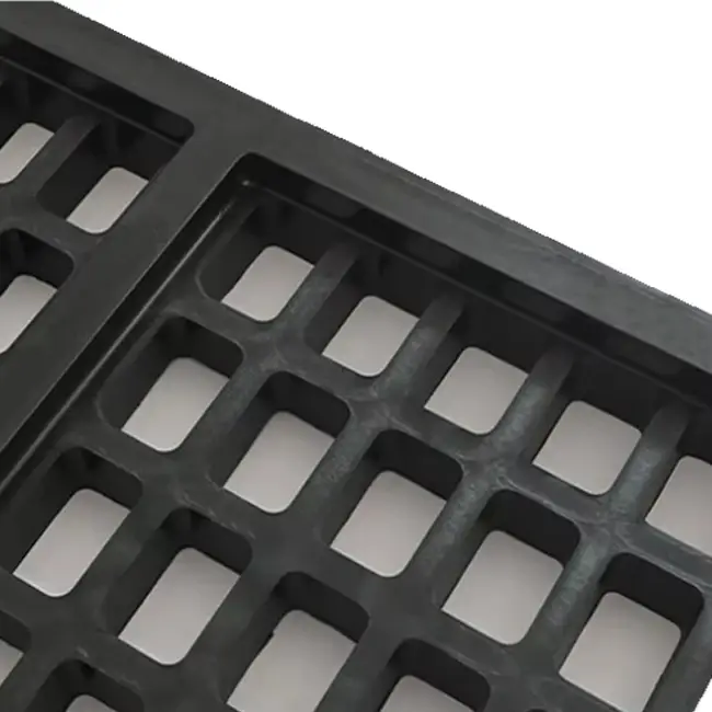 Paneles de caucho de 305 × 610 mm, dureza Shore 40, orificios redondos de 40 mm de espesor para la clasificación de minerales de oro. 1