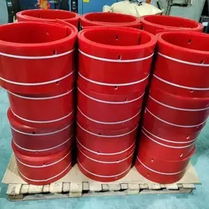 Faldón de sellado de PU para cinta transportadora, color rojo, alta resistencia al desgaste, para uso en puntos de transferencia. 1