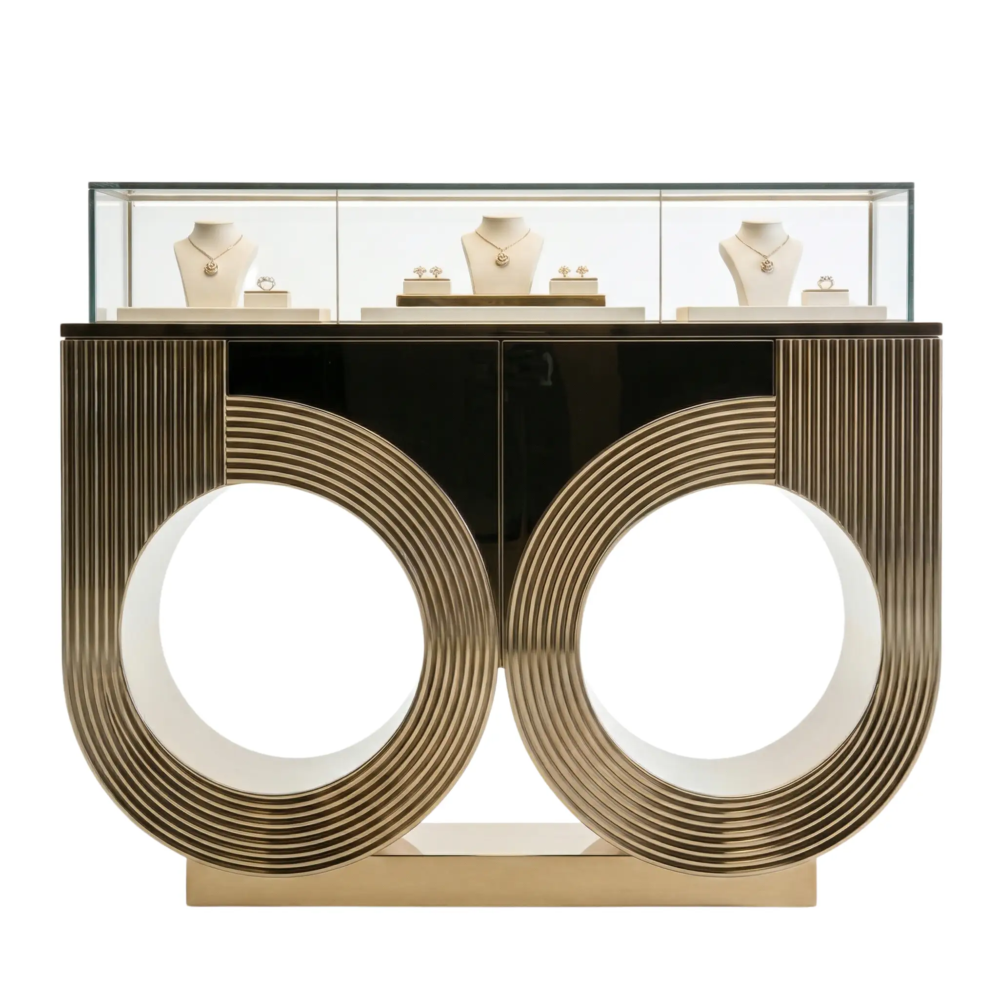 Art Deco Geometric Circular Jewelry Island Showcase 1