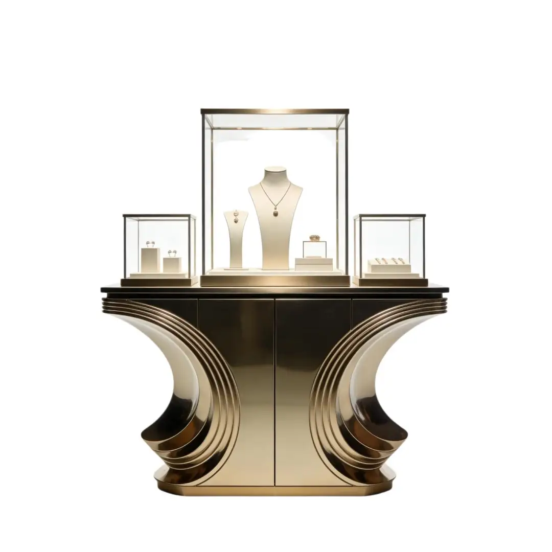 واجهة عرض مجوهرات منحوتة من الذهب الشامبانيا على شكل جزيرة 1