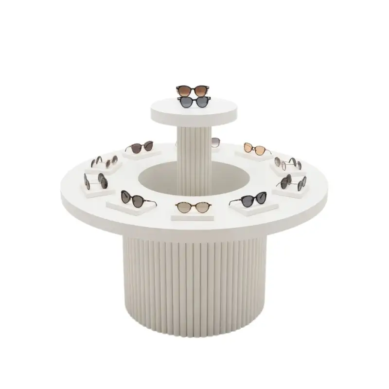 Pedestal de exhibición de gafas con columna estriada arquitectónica 1