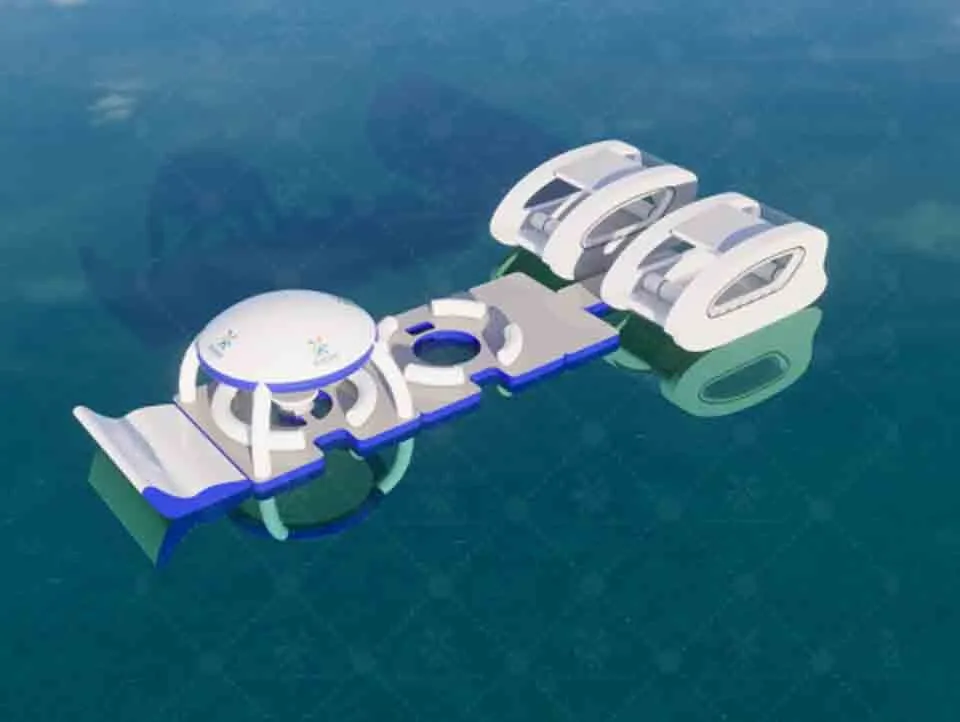Inflatable leisure dock floating platform park inflatable yacht on sea 1