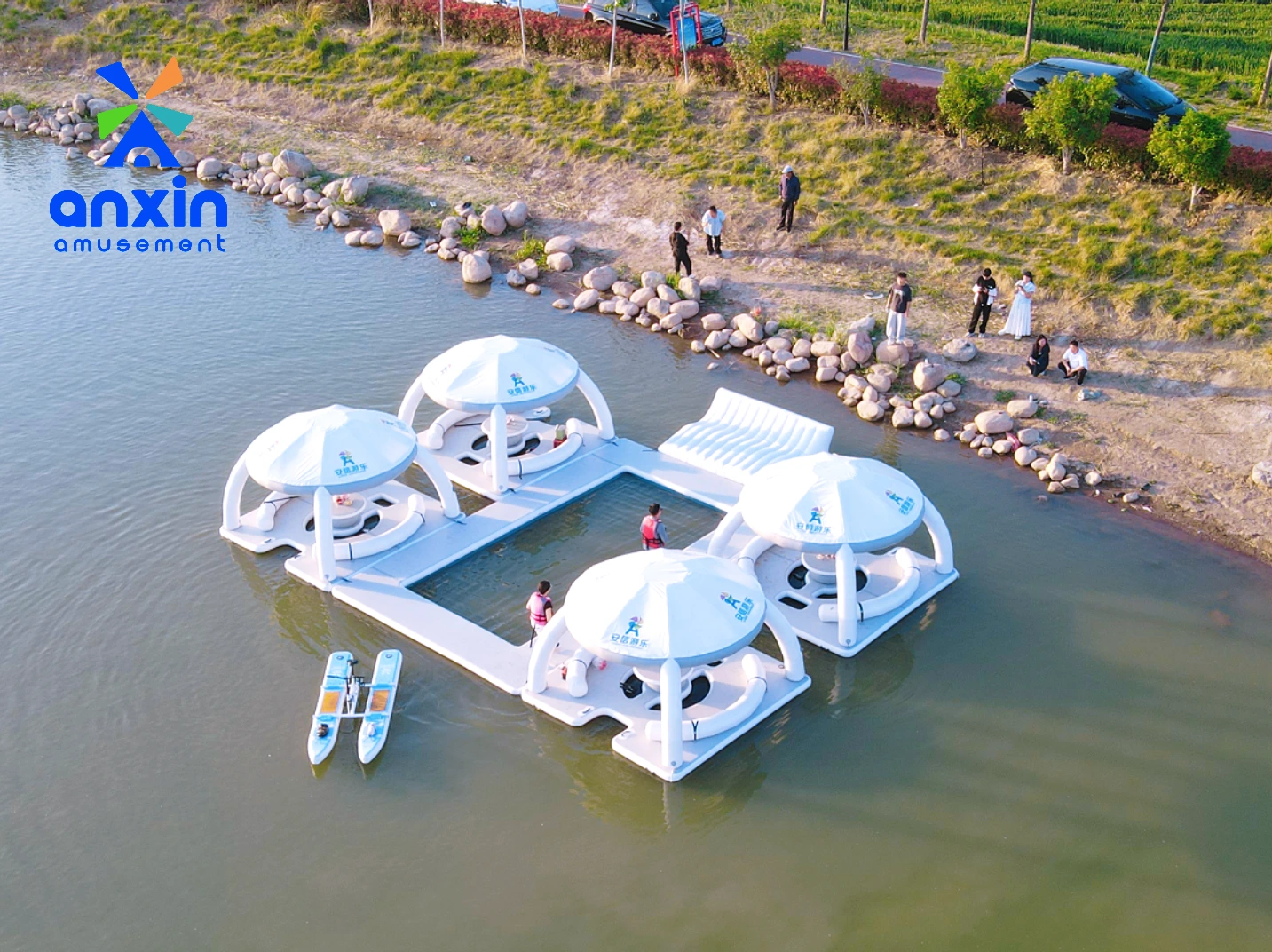 ANXIN inflatable leisure dock / inflatable floating on water camping tent / inflatable water coffee bar 1